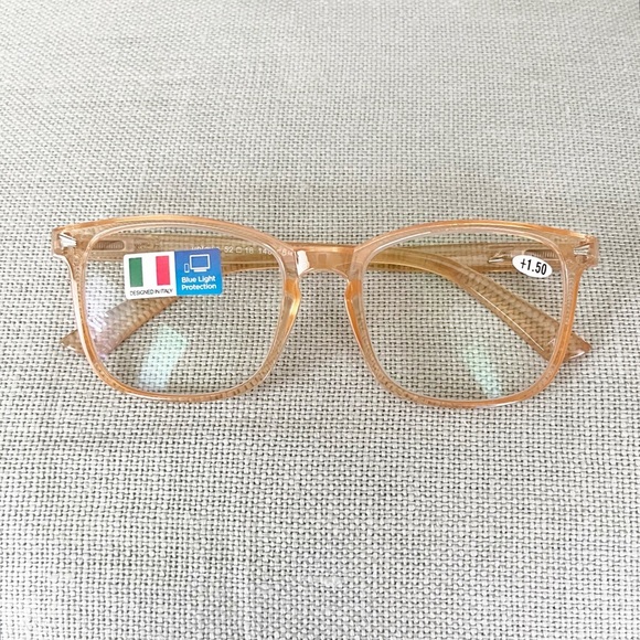 Uptown Retro Style Reading Glasses Pink Frame Blue Light Protection 1 Pair 1.50 - Picture 7 of 7